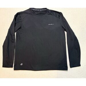 Eddie Bauer Shirt Mens M Free Dry Motion Fleece Lined Long Sleeve Black Warm